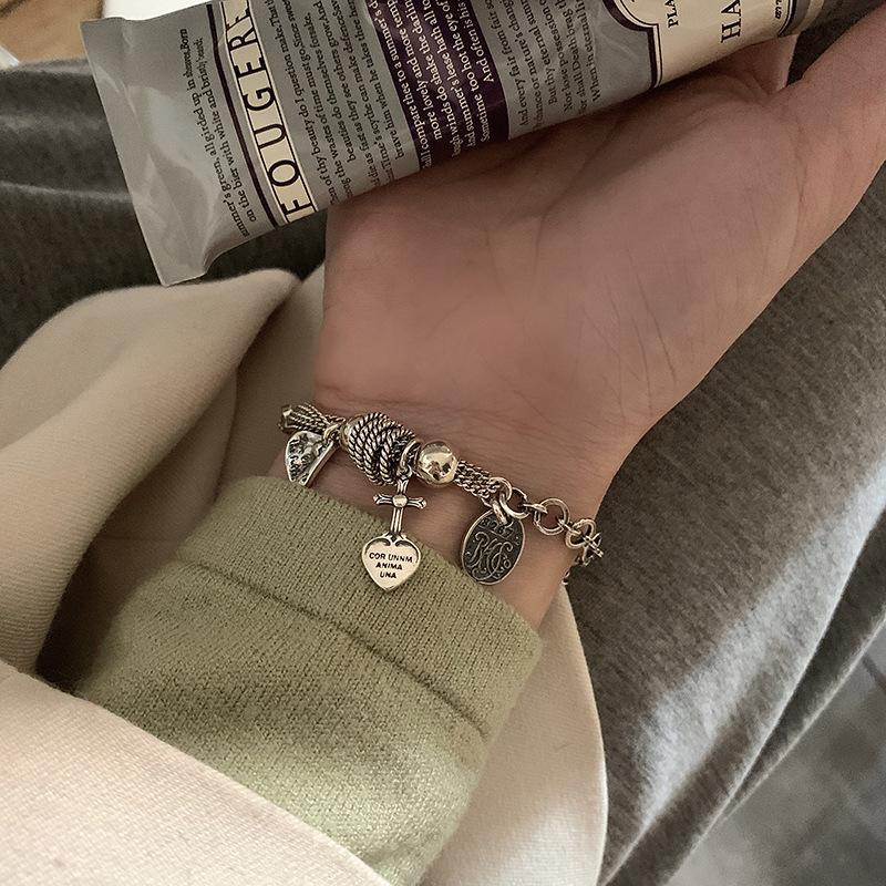 Retro Hip Hop Cross Love High-Grade Bracelet Girl Ins Niche Design Chain Fashion Light Luxury Bracelet