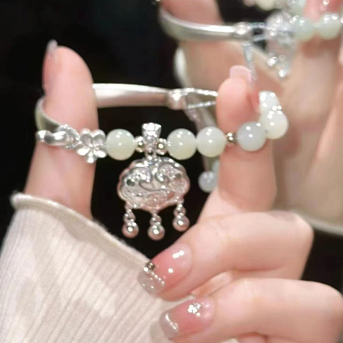 Ruyi Half Bracelet New Chinese Style High-Looking Exquisite Retro Natural Gift for Birthday Safety Lock Bracelet