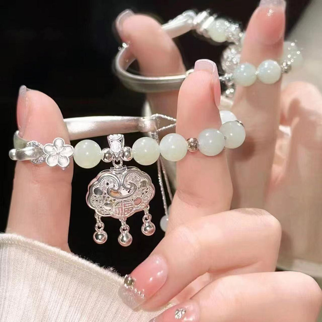 Ruyi Half Bracelet New Chinese Style High-Looking Exquisite Retro Natural Gift for Birthday Safety Lock Bracelet