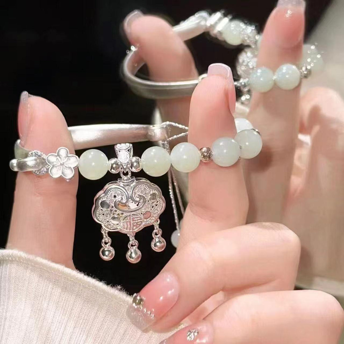 Ruyi Half Bracelet New Chinese Style High-Looking Exquisite Retro Natural Gift for Birthday Safety Lock Bracelet