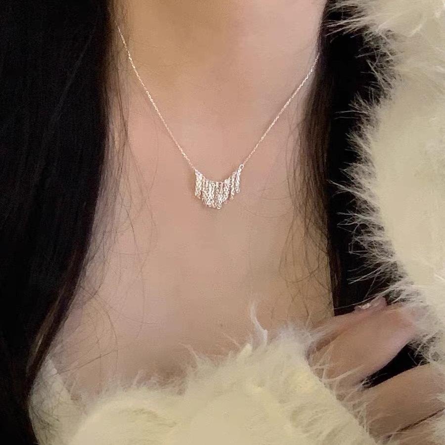 Necklace Women's 925 Silver Necklace Accessories Women's Simple Niche High Sense Students All-Match Light Luxury Clavicle Chain Does Not Fade
