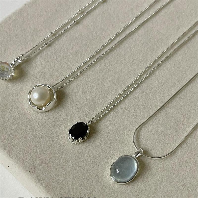 Daily All-Matching S925 Sterling Silver Navy Blue Butterfly Necklace Women's Non-Fading Niche High-Grade Light Luxury Clavicle Chain New