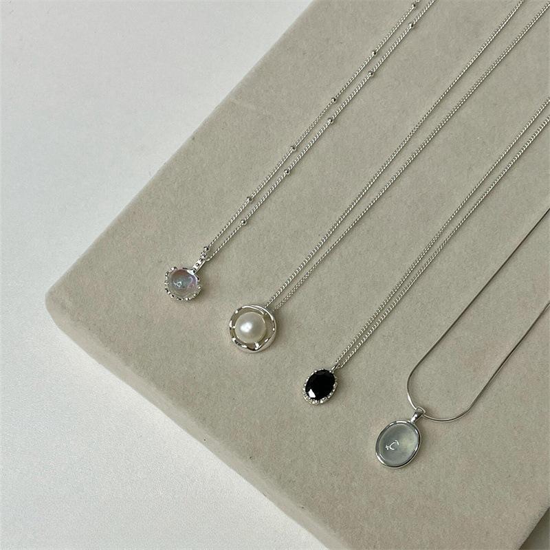Daily All-Matching S925 Sterling Silver Navy Blue Butterfly Necklace Women's Non-Fading Niche High-Grade Light Luxury Clavicle Chain New