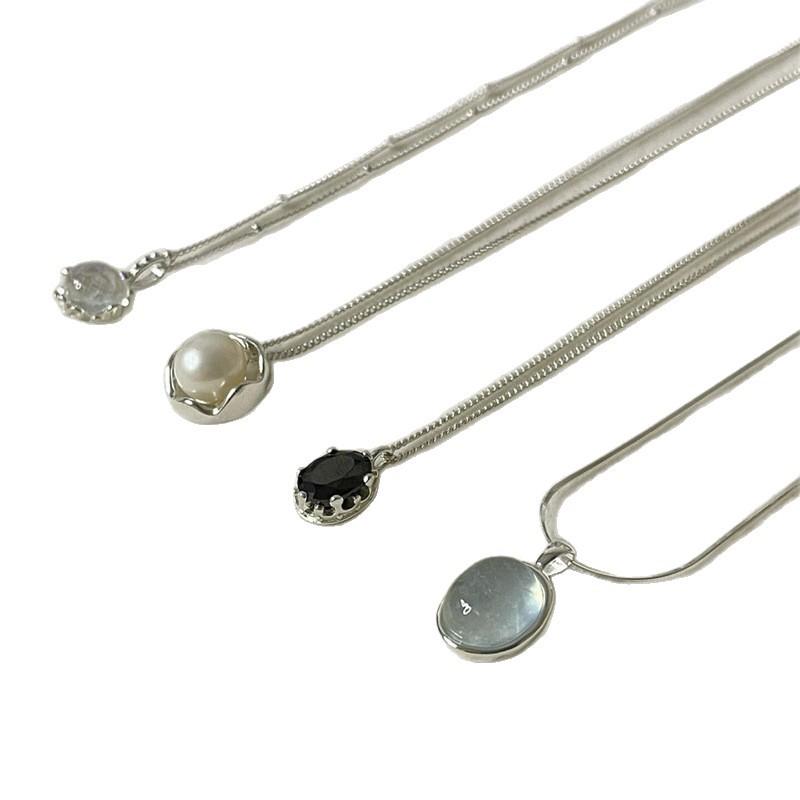 Daily All-Matching S925 Sterling Silver Navy Blue Butterfly Necklace Women's Non-Fading Niche High-Grade Light Luxury Clavicle Chain New