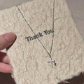 Zircon Cross Necklace for Women All-Match Simple High-Grade Niche Design Necklace Non-Fading Titanium Steel Clavicle Chain for Women