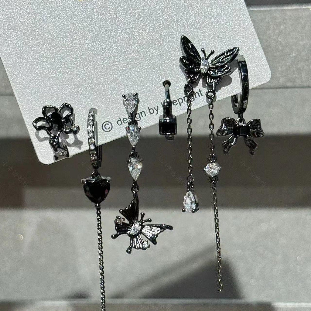 Super Cool GRL! Love Six-Piece Set Ear Studs Sweet Cool Ear Ring Niche Design Set Ear Buckle Earrings