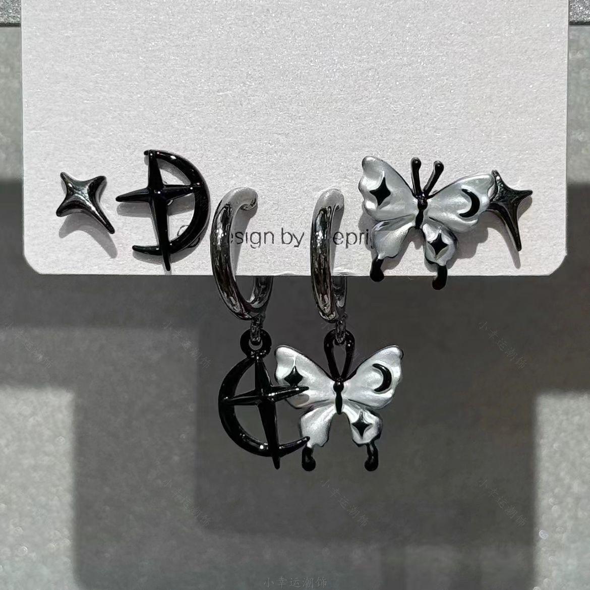 Super Cool GRL! Love Six-Piece Set Ear Studs Sweet Cool Ear Ring Niche Design Set Ear Buckle Earrings