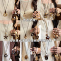 Retro Brown Pendant Long Necklace for Women 2026 New Summer Sweater Chain Matching Clothes Decorative Pendant Accessories