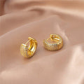 Micro Inlaid Zircon Large Earrings Women's Light Luxury High-Grade Earrings Design Sense Niche Ear Buckle Exaggerated Square round Face Ear Ring
