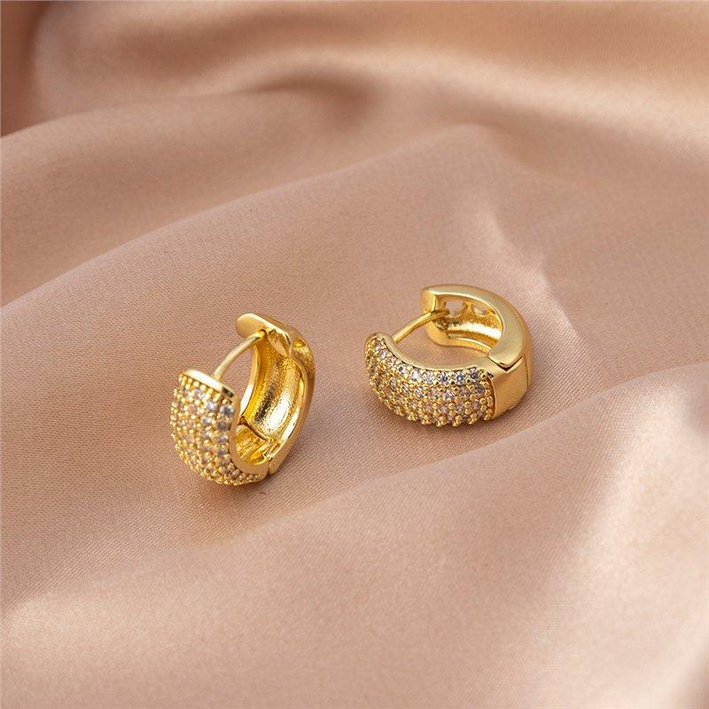 Micro Inlaid Zircon Large Earrings Women's Light Luxury High-Grade Earrings Design Sense Niche Ear Buckle Exaggerated Square round Face Ear Ring