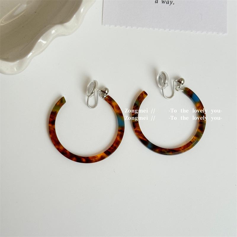 Acetate Ring Big Earrings Ring Female 2024 New Popular Advanced Earrings Earrings Hong Kong Style Circle Exaggerated Earrings