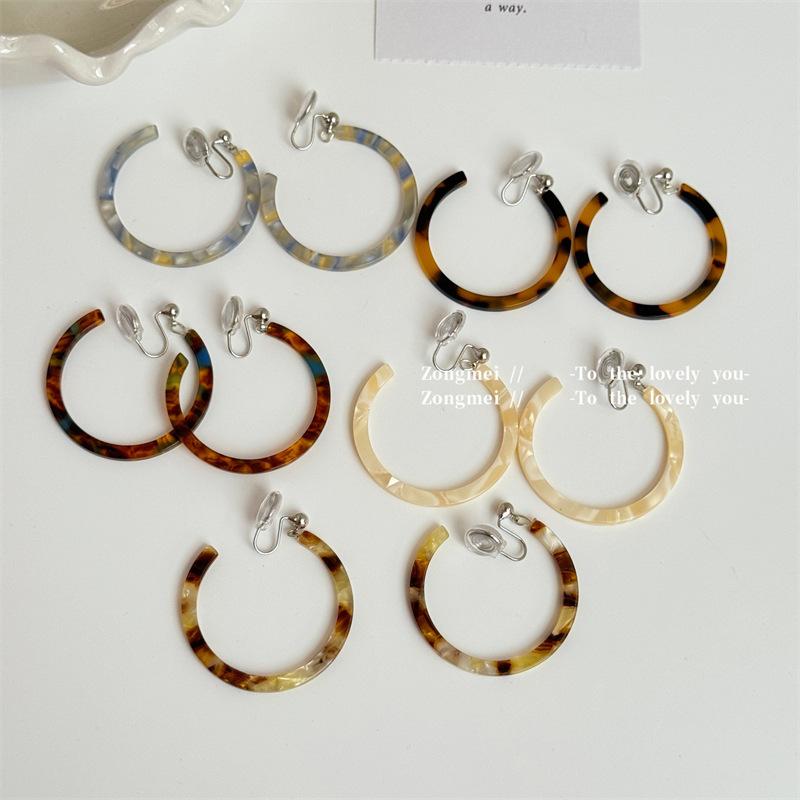 Acetate Ring Big Earrings Ring Female 2024 New Popular Advanced Earrings Earrings Hong Kong Style Circle Exaggerated Earrings