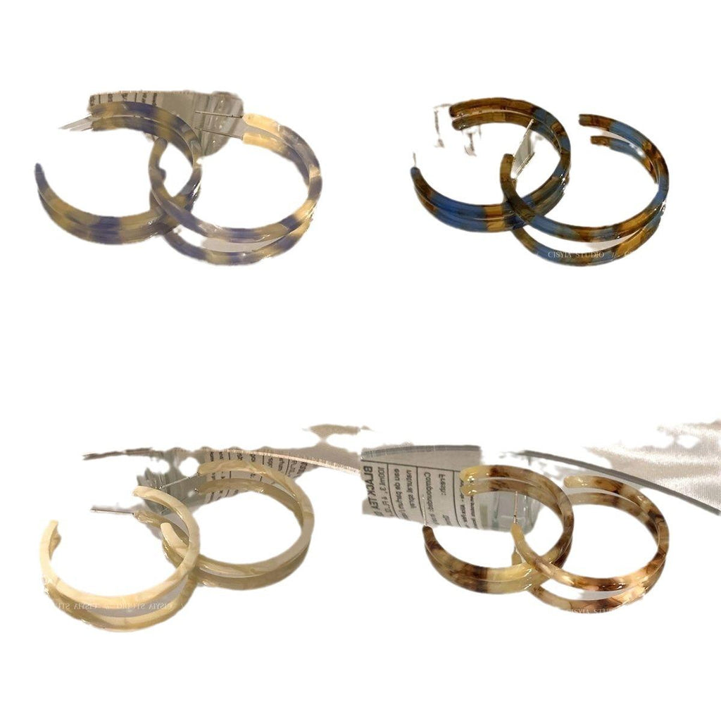 Acetate Ring Big Earrings Ring Female 2024 New Popular Advanced Earrings Earrings Hong Kong Style Circle Exaggerated Earrings
