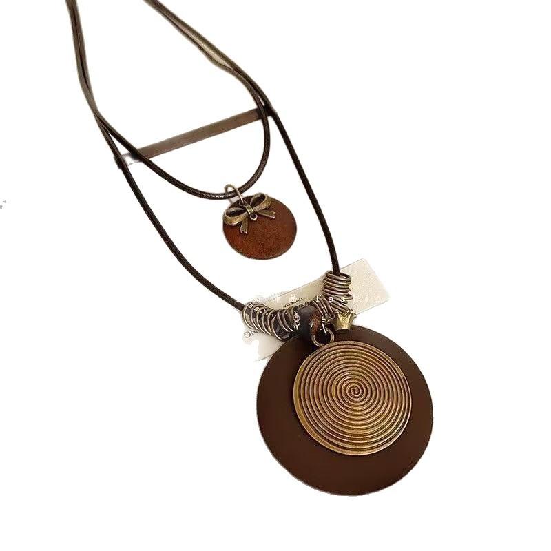 New Chinese Retro Long Sweater Chain Zen Feather Necklace for Women 2026 New Ethnic Style Stacked Accessories Autumn