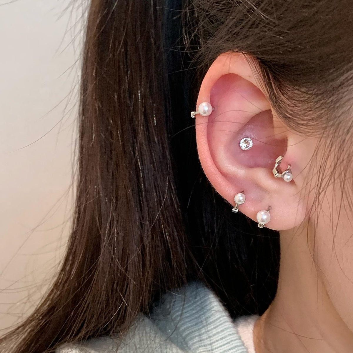Ringring Shop Edge Ear Bone Stud Ring Ear Ring Small Earrings Mini Ear Studs Sleep-Free Ear Drop Nail Ear Buckle