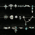 New Style PA Green Chain Horseshoe Ring Ear Bone Nail Cross Medical Titanium Steel Star Exquisite Earrings Female Fresh Female
