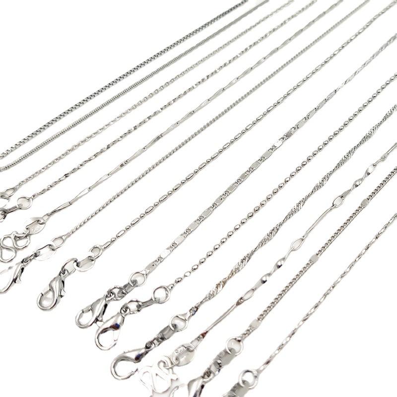 925 Silver Necklace Box Snake Bone Melon Seeds Water Wave Ingot O-Shaped Steel Jewelry Pendant with Chain Silver Necklace Clavicle Chain