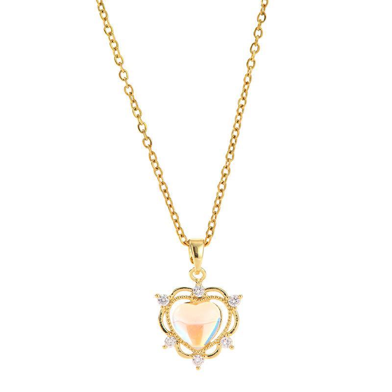 Japanese and Korean Style Titanium Steel Necklace Women's Light Luxury Niche Design High-Grade All-Match Clavicle Chain Love Pendant Jewelry Wholesale