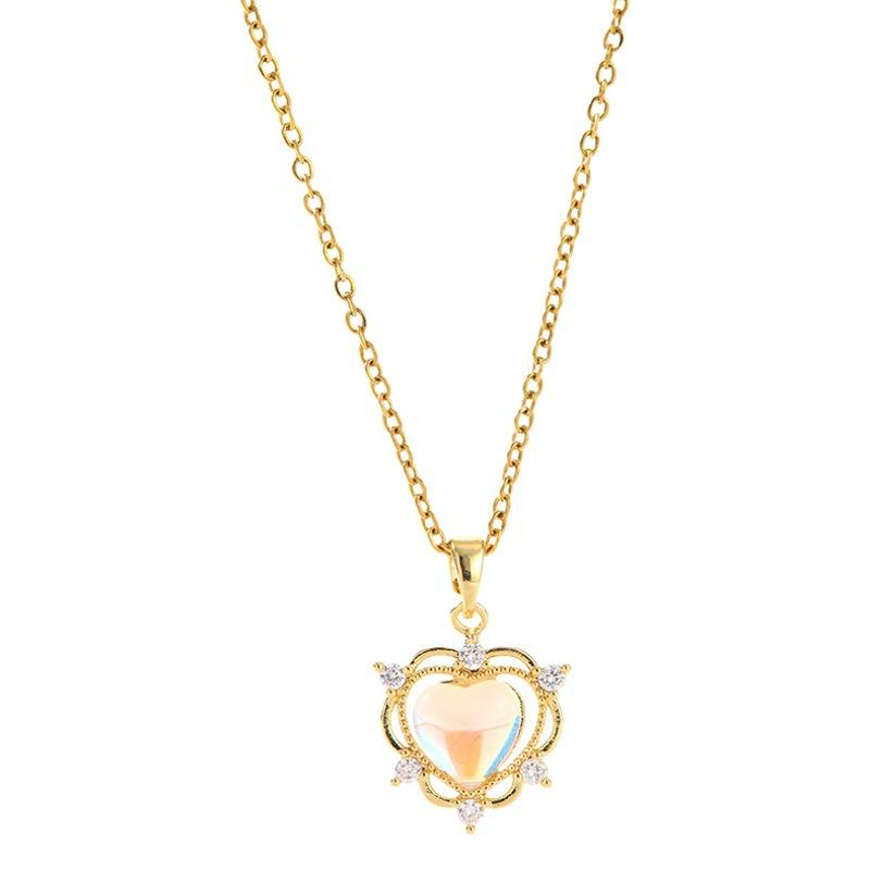 Japanese and Korean Style Titanium Steel Necklace Women's Light Luxury Niche Design High-Grade All-Match Clavicle Chain Love Pendant Jewelry Wholesale
