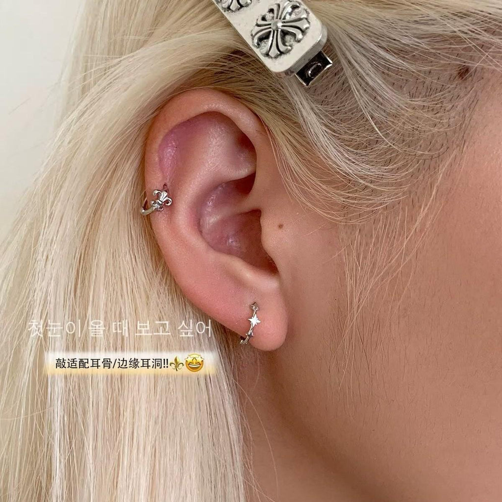 Exquisite Small Edge Buckle Ear Bone Ring Personality Temperament All-Match Fashion Small Fresh Exquisite Niche Ear Buckle Ear Bone Stud
