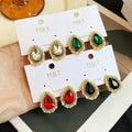 Korean Style Light Luxury Niche Earrings Water Drop Earrings Fashion New All-Match Earrings Emerald High-Grade Temperament Earrings
