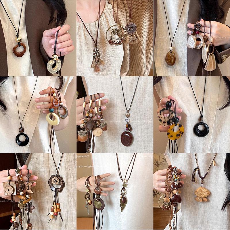New Chinese Retro Popular Ethnic Style Necklace Women's All-Match Niche Long Sweater Chain High-Grade Simple Accessories