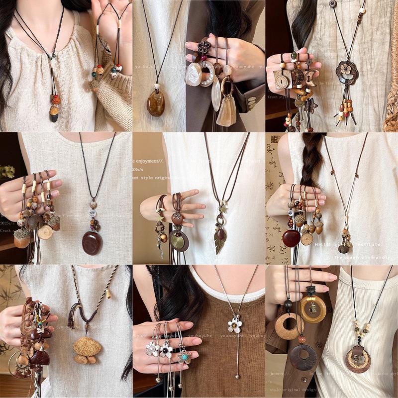 New Chinese Retro Popular Ethnic Style Necklace Women's All-Match Niche Long Sweater Chain High-Grade Simple Accessories