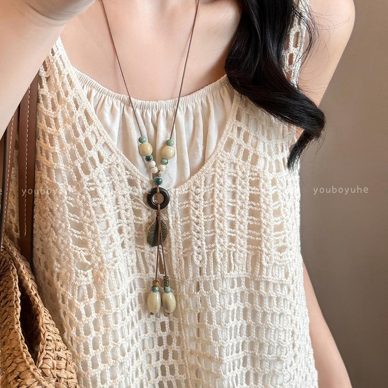 New Chinese Retro Popular Ethnic Style Necklace Women's All-Match Niche Long Sweater Chain High-Grade Simple Accessories