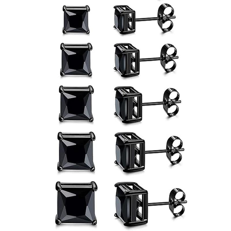 European and American Popular Square Zircon Stud Earrings 316 Stainless Steel Single Diamond All-Match Earrings Cross-Border Hot Earrings Jewelry