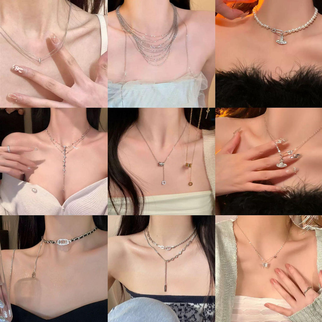 Titanium Steel Non-Fading Small Waist Light Luxury Necklace Female Summer Internet Celebrity Niche Advanced Design Accessories Clavicle Chain Pendant