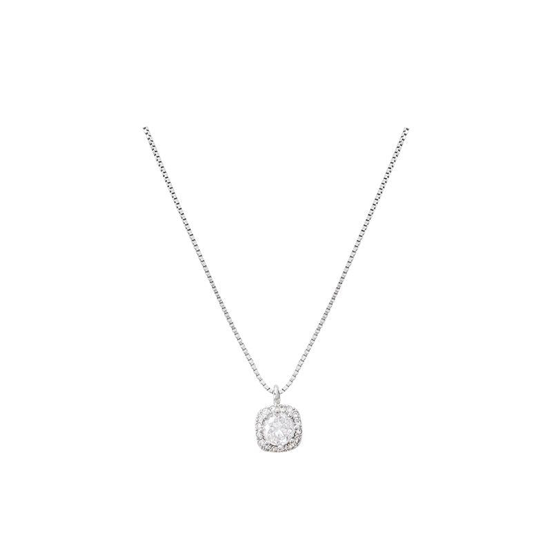 Flash Diamond Square Sugar Titanium Steel Necklace Women's Light Luxury Niche High Sense New Clavicle Chain 2026 New Necklace Accessories