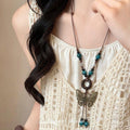 Bohemian Style Butterfly Beaded Braided Rope Necklace Women's New Chinese Style Retro Long Halter Sweater Chain Ethnic Style