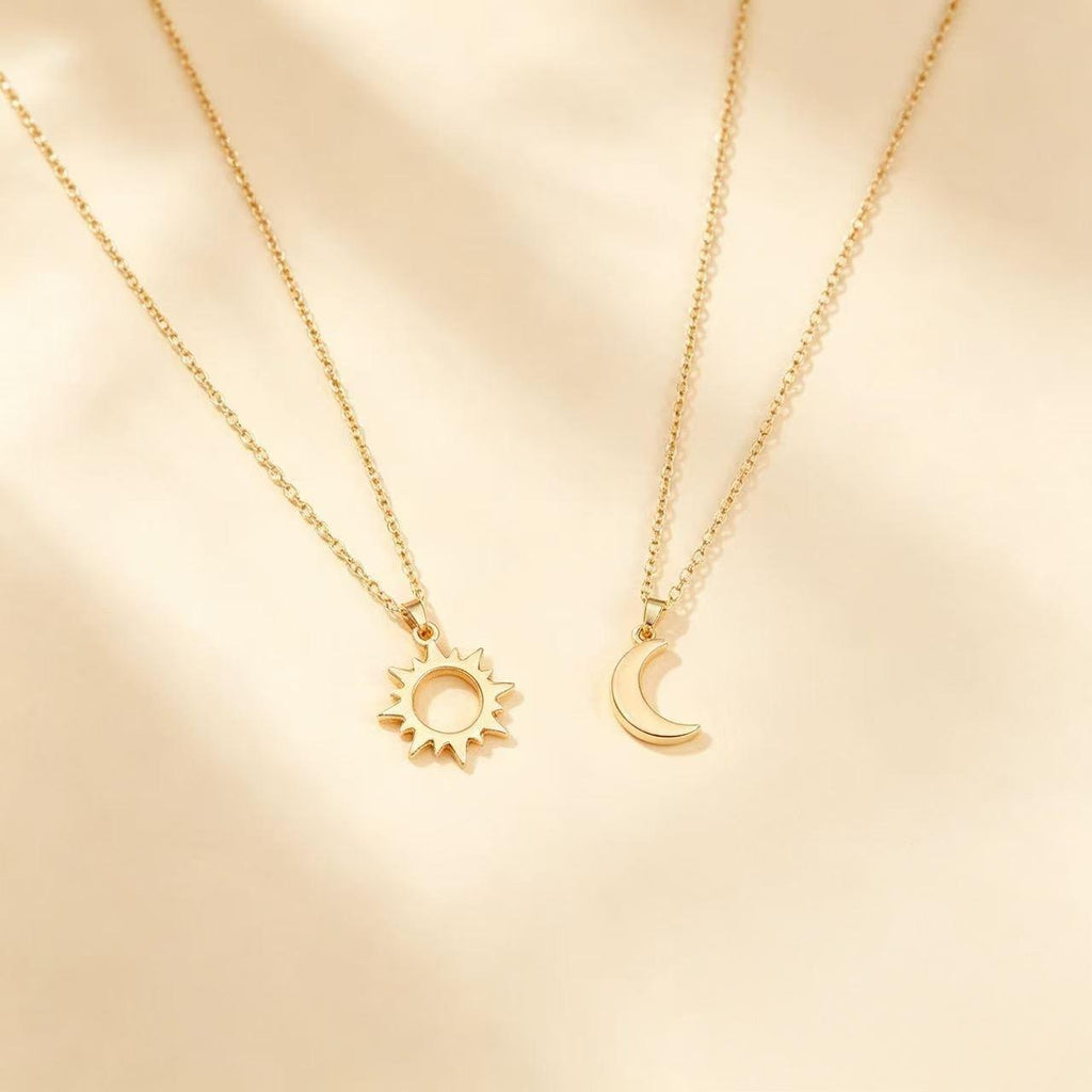 Titanium Steel Sun Moon Star Double-Layer Clavicle Chain Versatile Fashion Commuter Light Luxury Style Women's Necklace Source Factory Wholesale