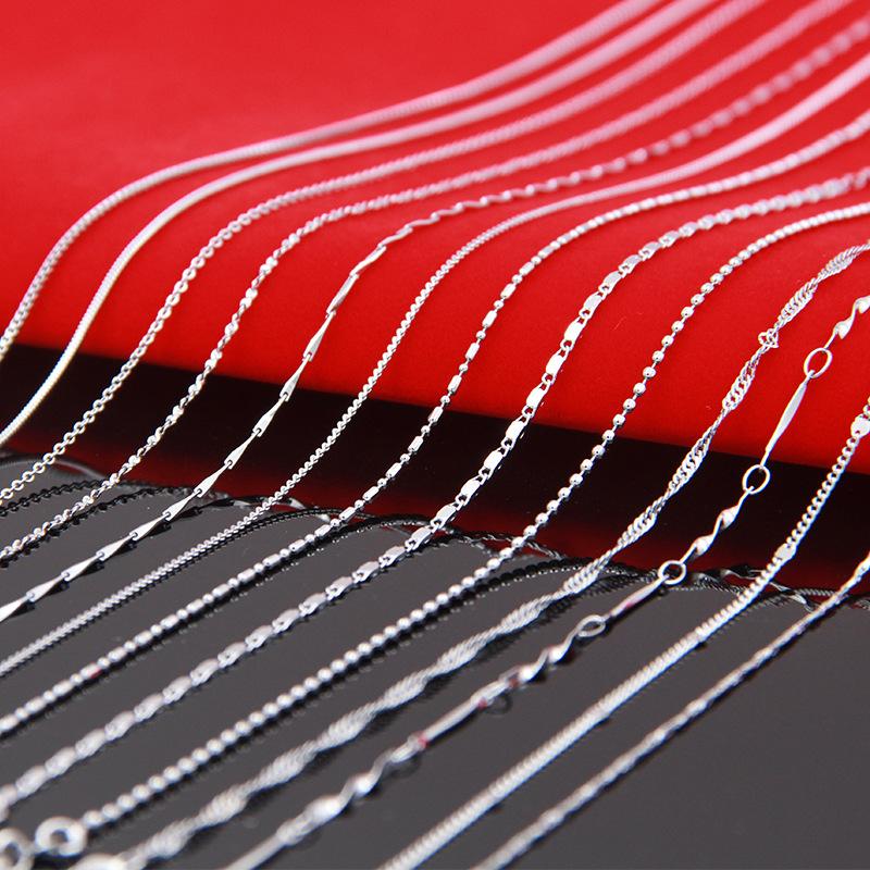Silver Necklace Wholesale Non-Fading Women's Clavicle Chain Versatile Simple Pendant Chain Matching Chain Niche Jewelry