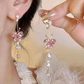 Elegant Exquisite Butterfly Tassel Earrings for Women Sweet Temperament Super Fairy Earrings High-End Fashion Light Luxury All-Match Earrings