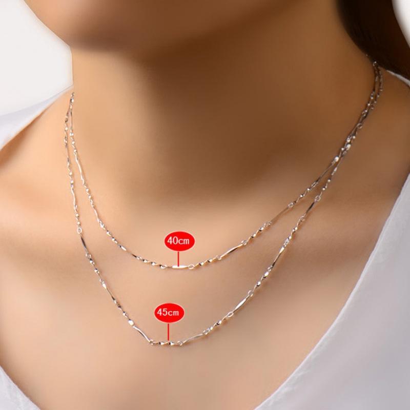 Silver-Plated Necklace Women's Chain Single Chain Clavicle Chain Water Wave Ingot Snake Bone O Word Starry Melon Seeds Box Chain Bare Chain