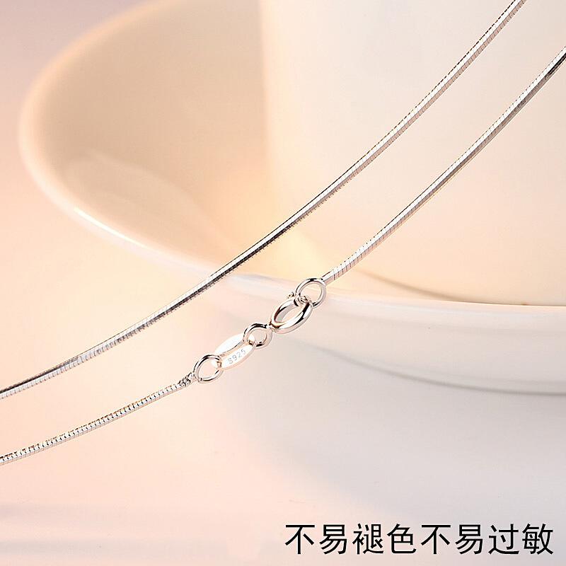Silver-Plated Necklace Women's Chain Single Chain Clavicle Chain Water Wave Ingot Snake Bone O Word Starry Melon Seeds Box Chain Bare Chain