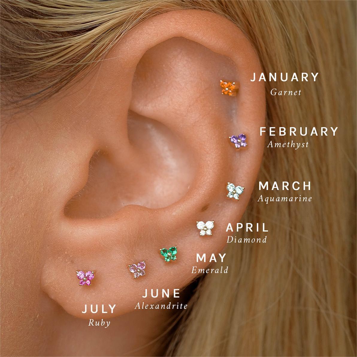 Stainless Steel Thin Rod 12 Colors Zircon Ear Bone Stud Fashion Korean Screw Ball Butterfly Stud Earrings Mini Earrings