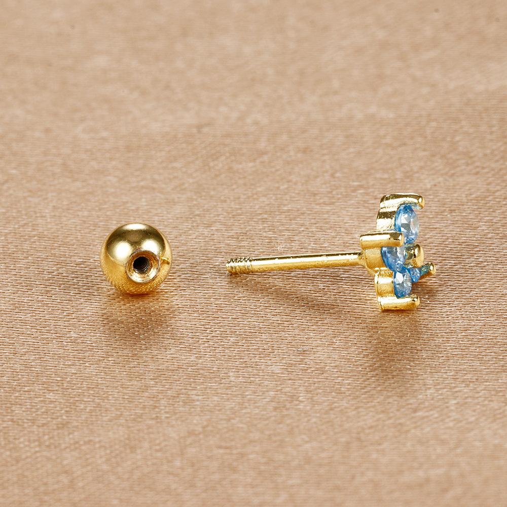 Stainless Steel Thin Rod 12 Colors Zircon Ear Bone Stud Fashion Korean Screw Ball Butterfly Stud Earrings Mini Earrings