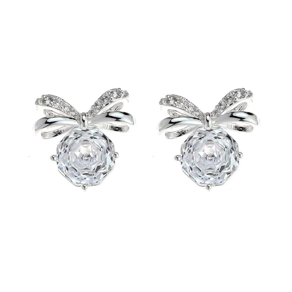 Millennium Cut Flash Zirconium Rose Bow Stud Earrings for Women Light Luxury High-Grade Sweet Temperament Stud Earrings Exquisite All-Match Earrings