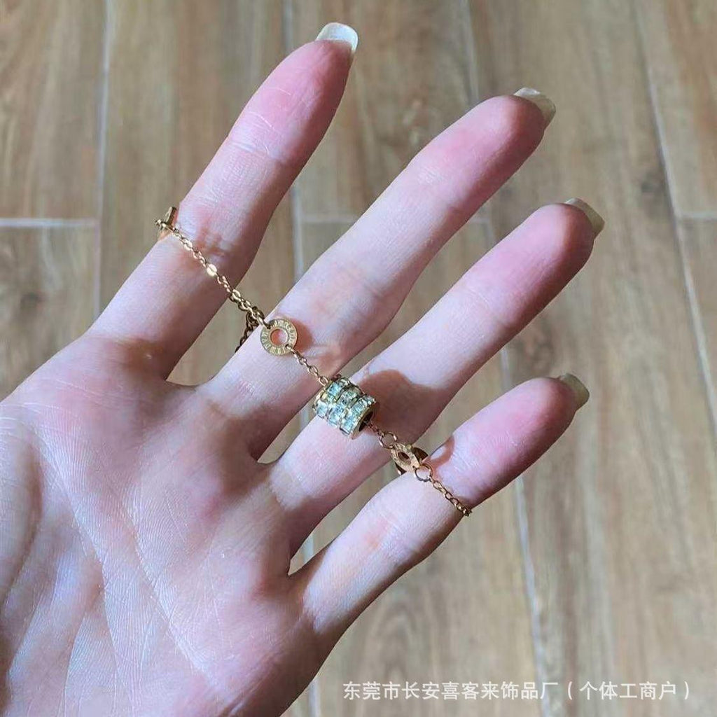 New Titanium Steel Non-Fading Roman Digital Bracelet Ins Light Luxury High-Grade Stackable Rhinestone Small Waist Bracelet