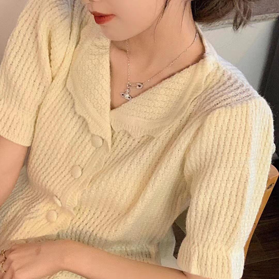 Saturn Pin Necklace Female Fashion Cool Hot Girl Ouyang Nana Same Style Student Ins Light Luxury Niche Advanced Non-Fading