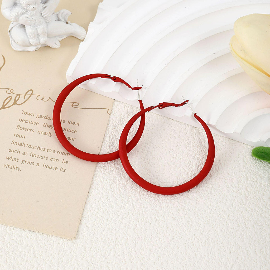 Dopamine Candy Color Earrings Fashionable Exaggerated Simple round Face Earrings Elegant Exaggerated Earrings Foreign Trade New Earrings