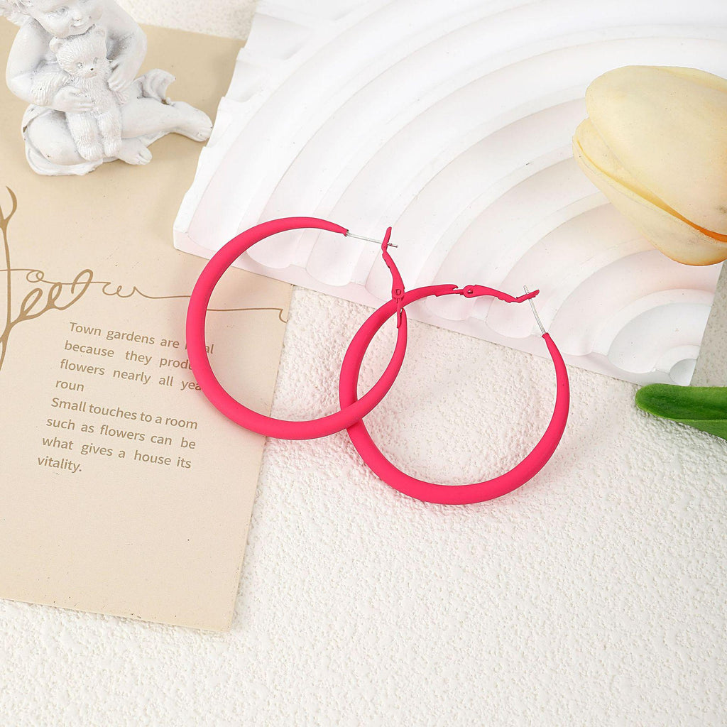 Dopamine Candy Color Earrings Fashionable Exaggerated Simple round Face Earrings Elegant Exaggerated Earrings Foreign Trade New Earrings
