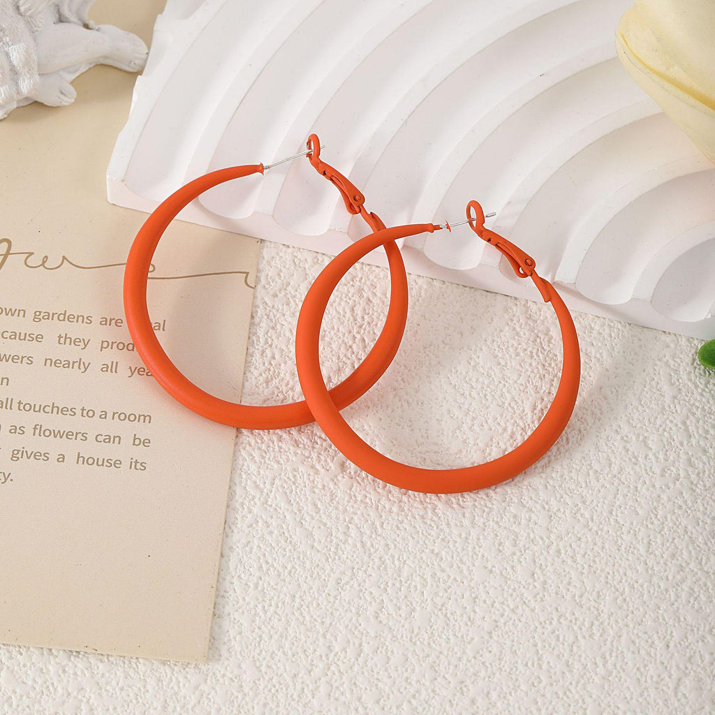 Dopamine Candy Color Earrings Fashionable Exaggerated Simple round Face Earrings Elegant Exaggerated Earrings Foreign Trade New Earrings