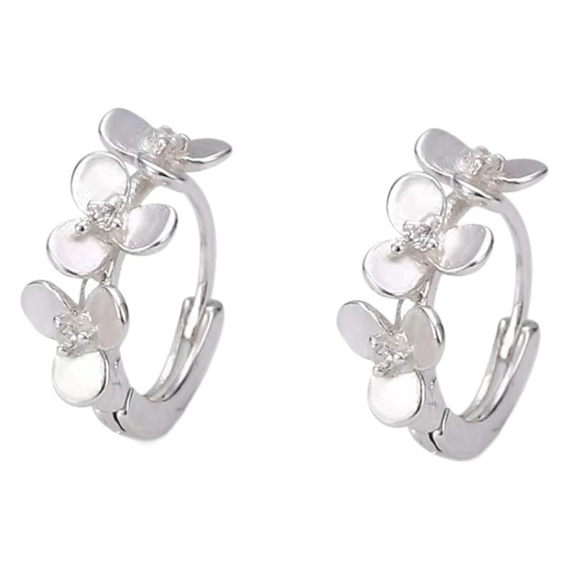 S999 Steel Printing Silver-Plated Small Red Book Popular Camellia Flower Small Ear Buckle Female New Light Luxury Niche Design Flower Ear Studs