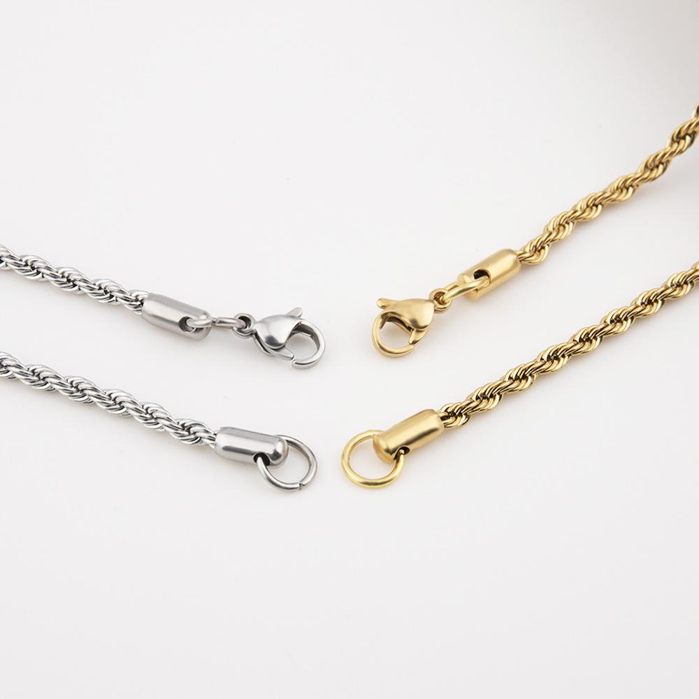 Stainless Steel Twist Chain Vacuum Color-Preserving Electroplating Non-Fading Gold Necklace Titanium Steel Hip Hop Men's Chain Chain