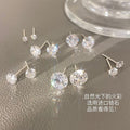 S New Jewelry Stud Earrings Female Zircon Super Flash Earrings Female Niche Design Sense Ear Hole-Free Ear Nail