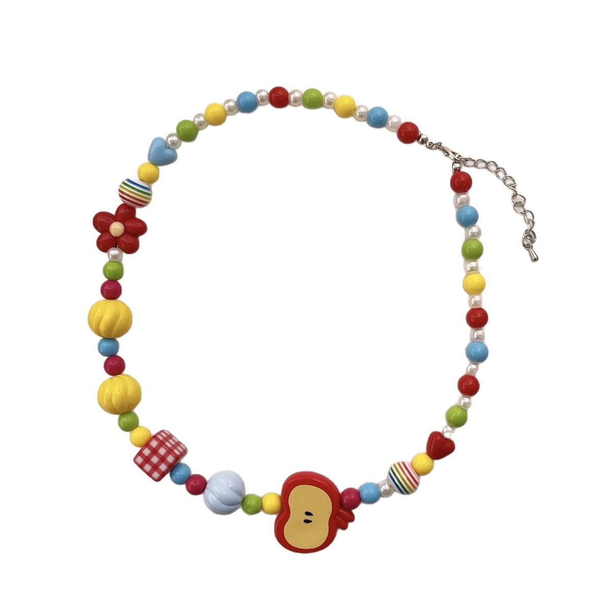 Korean Cartoon KT Cat Necklace Cute Colorful Beaded Small Animal Bow Pendant Necklace Little Girl Jewelry