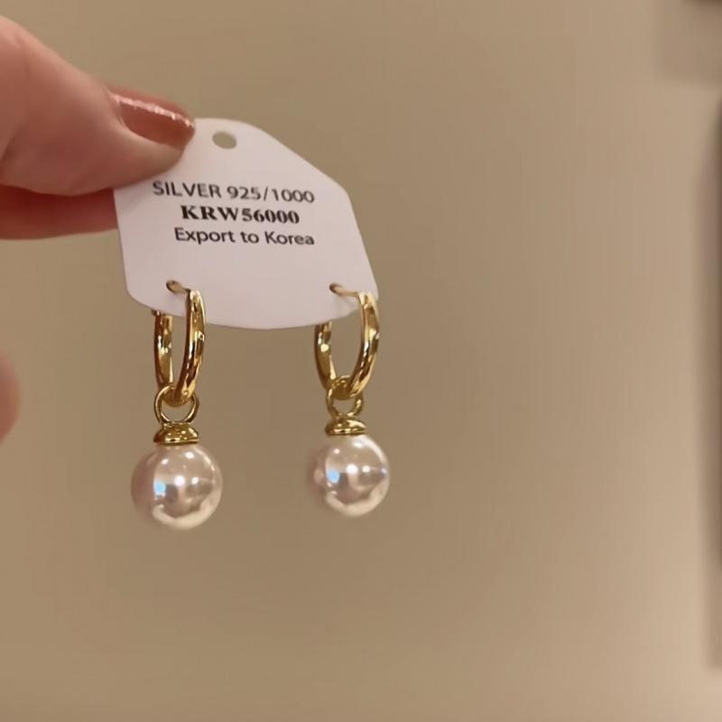 S925 Silver Korean Style Simple round Small Ear Ring Stud Earrings Female Niche French Style Ins Circle No Need to Pick Ear Buckle When Sleeping
